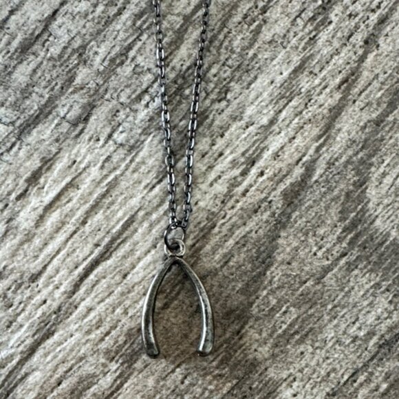 Silver Wishbone Pendant Necklace - Picture 1 of 4
